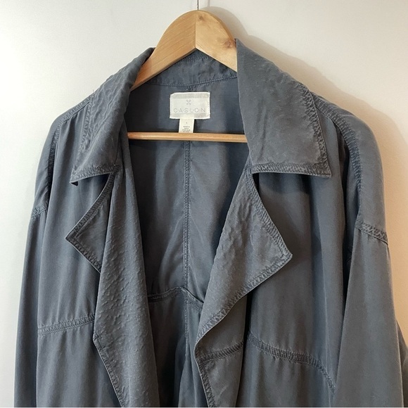 Caslon Lightweight Open Front Jacket Sz L Grey 100% Tencel Lyocell Fall Cardigan - Picture 2 of 10